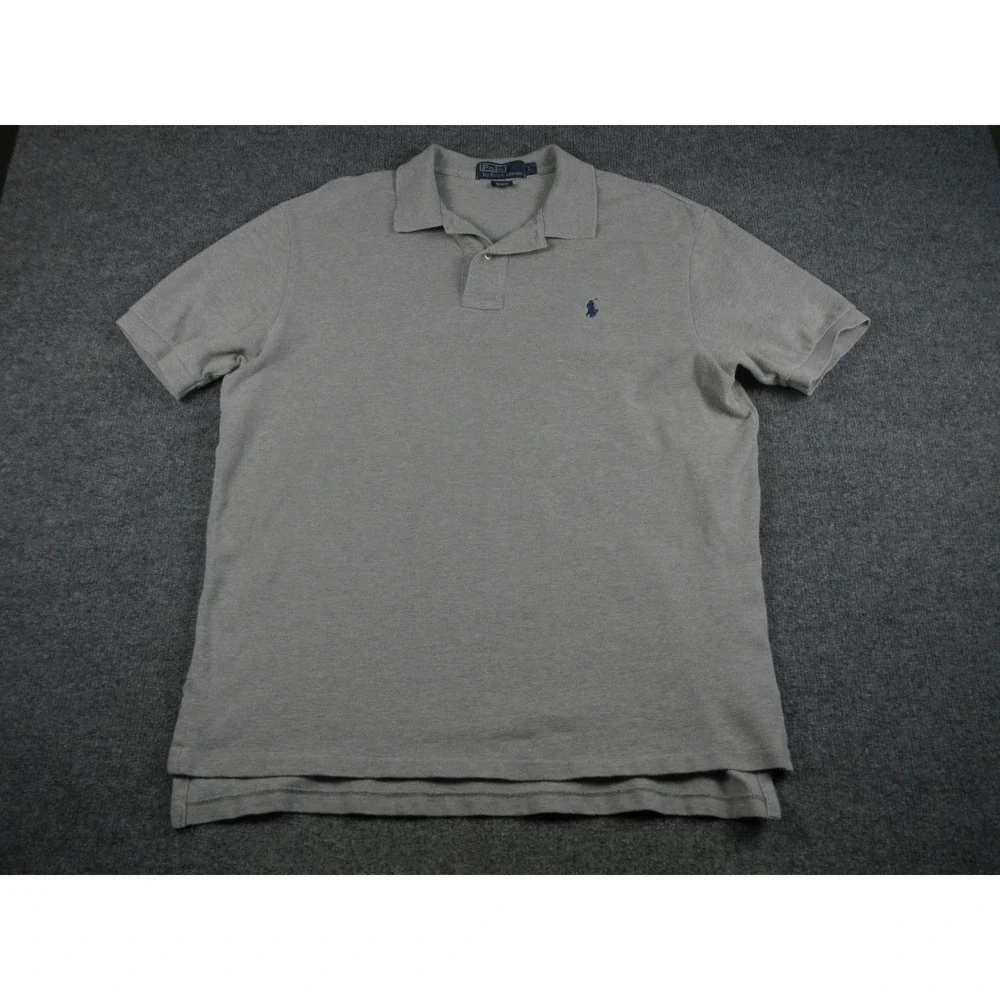 Polo Ralph Lauren Mens Short Sleeve Pique Polo Shirt Grey Large‎ Pony Logo 2090